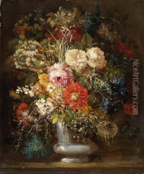 Uppiger Blumenstrauss In Vase Oil Painting - Simon Saint-Jean