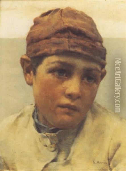 Portrait Of A Young Boy Oil Painting - Edwin Harris