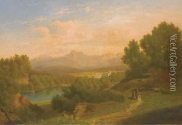 Paysage De Montagne Oil Painting - August Ignatz Grosz