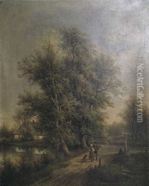 An Der Wegscheide Oil Painting - Josef Burgaritzky