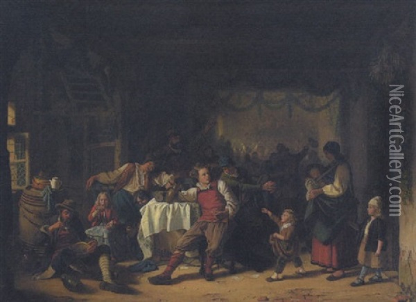 Dorffest Oil Painting - Eduard Gustav Seydel