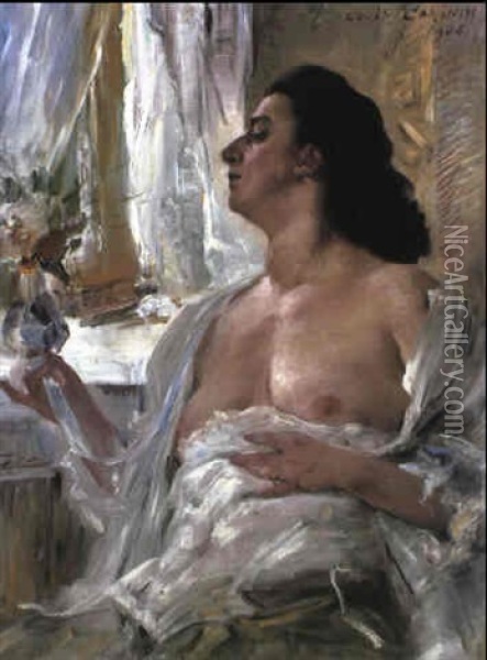 Weiblicher Halbakt Am Fenster (charlotte Berend-corinth) Oil Painting - Lovis Corinth