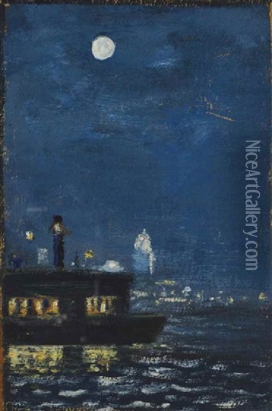 Moon Over River Oil Painting - Louis Michel Eilshemius