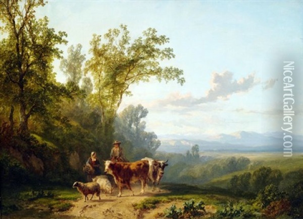 Pastorale Szene Vor Weitem Landschaftshintergrund Oil Painting - Alfred Eduard Agenor de Bylandt
