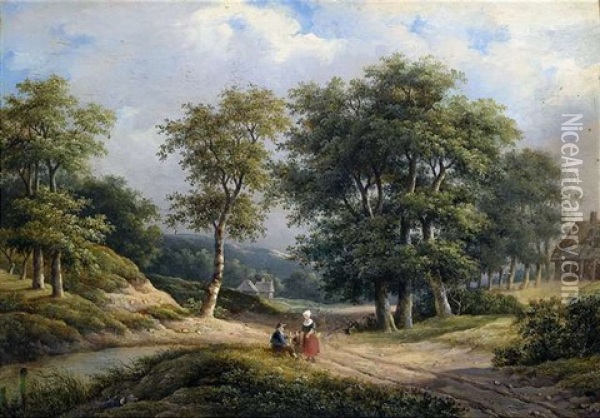 Hollandische Landschaft Mit Bauernfamilie Oil Painting - Marinus Adrianus Koekkoek