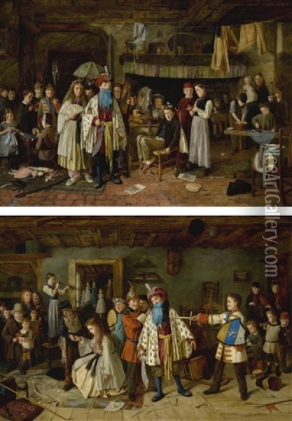 Bluebeard Marries And Bluebeard Foiled Oil Painting - Charles Hunt