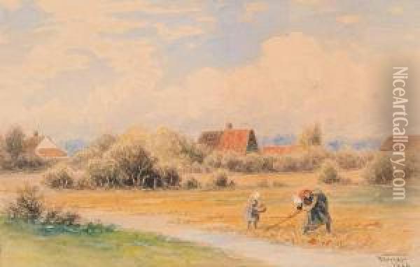 Untitled - Harvest Scene Oil Painting - Frederick Arthur Verner