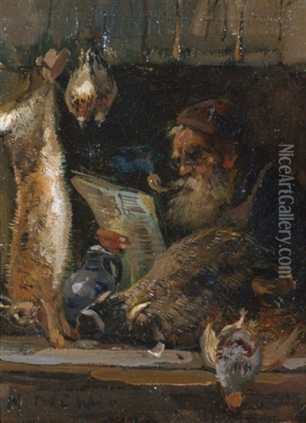 Der Wildprethandler Oil Painting - Hugo Muehlig