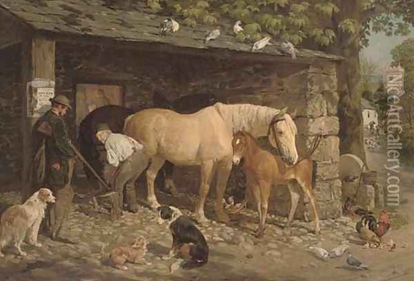 The village blacksmith Oil Painting - John Frederick Snr Herring