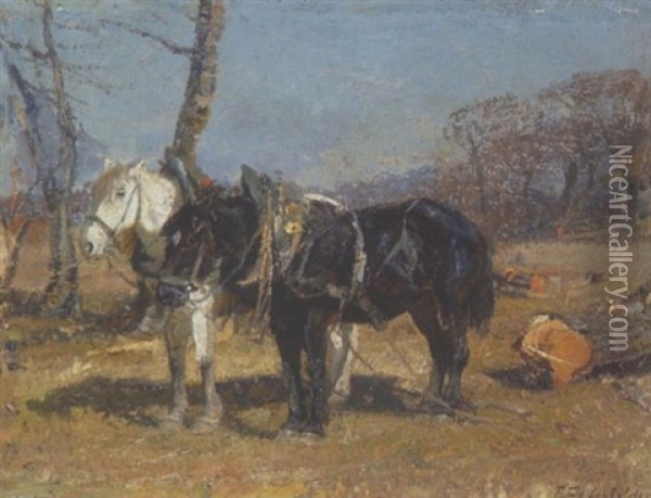 Pferdegespann Oil Painting - Friedrich Eckenfelder