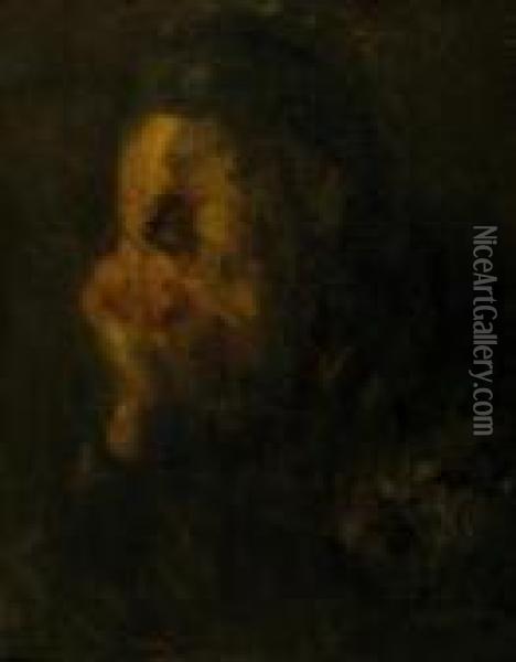 Rabbi Oil Painting - Jozef Israels