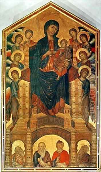 Madonna and Child Enthroned Oil Painting - Giovanni Cimabue