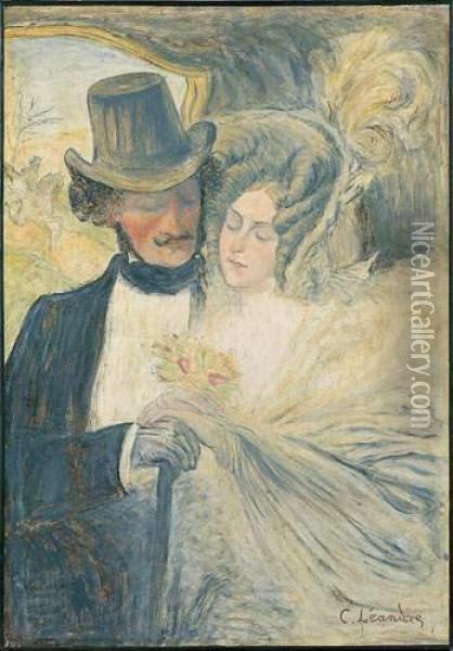 Couple D'amoureux Ou Le Mariage, Vers 1900 Oil Painting - Charles Leandre