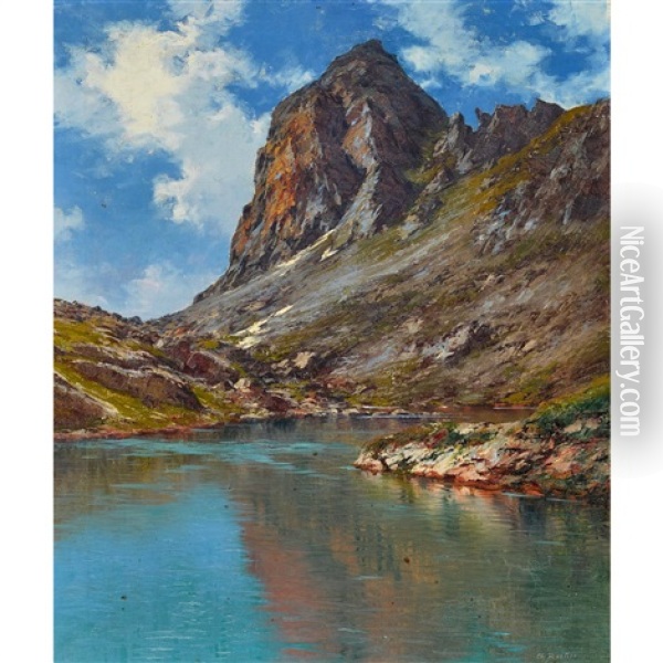 Lac Merlat Oil Painting - Charles Alexandre Bertier