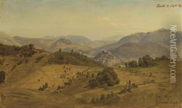 View Of Civitella, Italy Oil Painting - Johann Wilhelm Schirmer