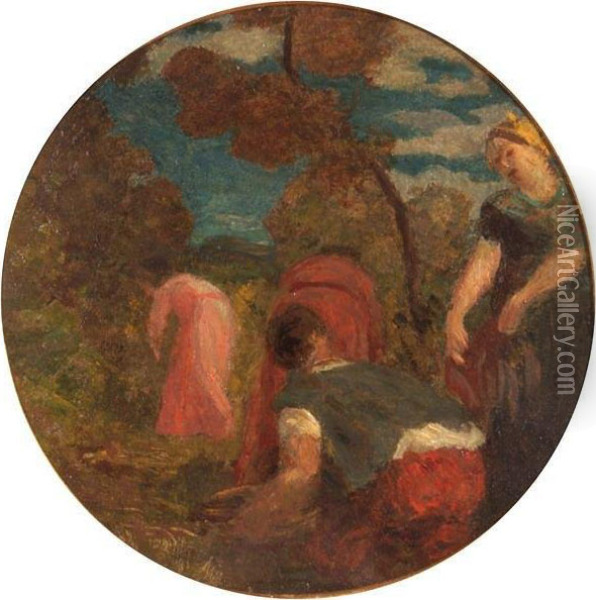 Pastoral Scene With Gleaners Oil Painting - Ignace Henri Jean Fantin-Latour