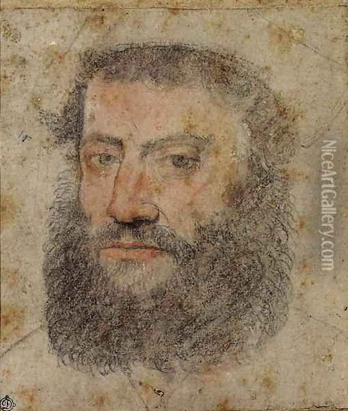 Portrait head of Paul Goion (1549-1627) Oil Painting - French School