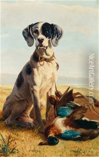 A Hound With Its Prey Oil Painting - Carlo Ademollo