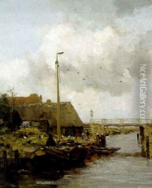 Aan De Wal Oil Painting - Willem George Frederik Jansen