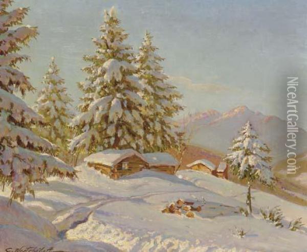 Mountain Winter Oil Painting - Constantin Alexandr. Westchiloff