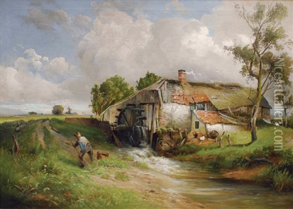 Water Mill Oil Painting - Paul Koester