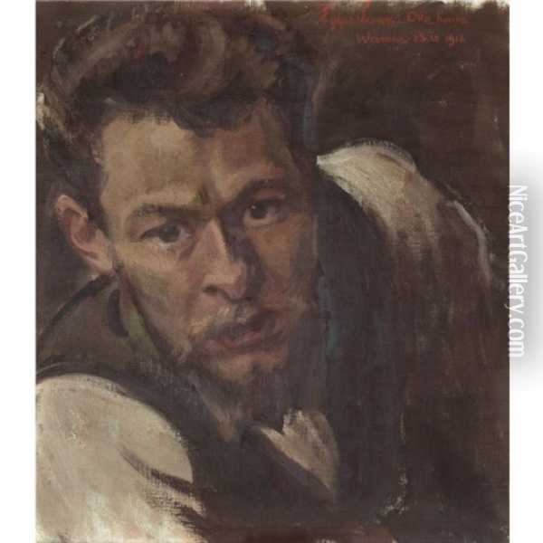 Bildnis Otto Kunz Oil Painting - Albin Egger-Lienz