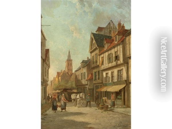 Rue De Bac Rouen Oil Painting - William Raymond Dommersen