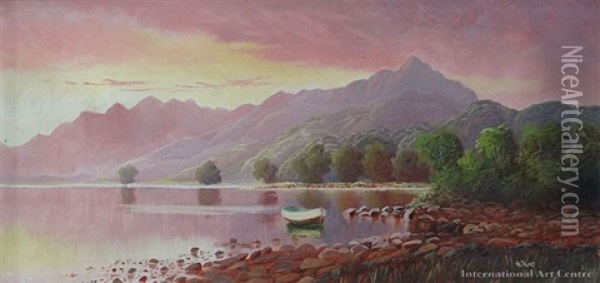 Sunset, Te Anau Oil Painting - Henry William Kirkwood