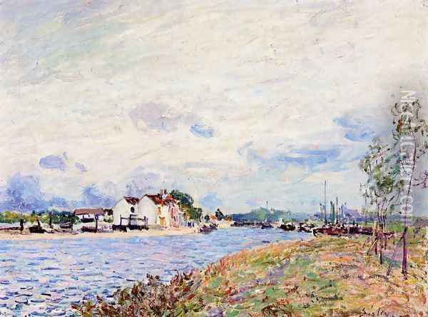 The Mouth of the Loing at Saint-Mammes Oil Painting - Alfred Sisley