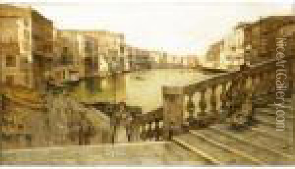 Il Canal Grande Dal Ponte Di Rialto Oil Painting - Guglielmo Ciardi