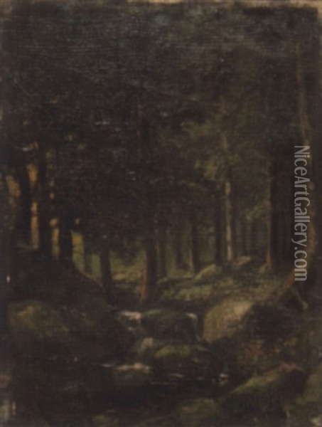 Waldlandschaft Mit Bach Oil Painting - Nicolas Constant Pierrat