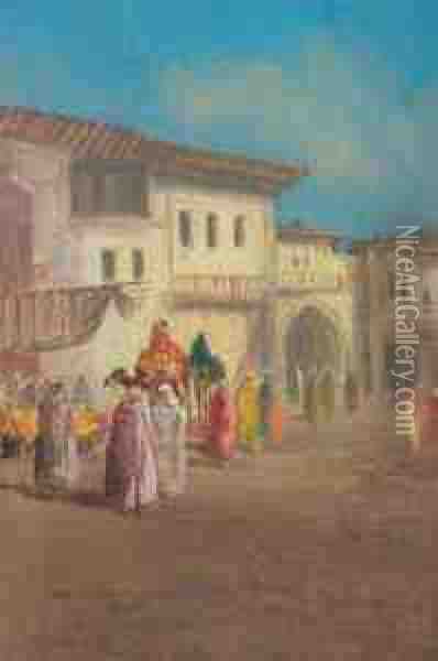 North African Market Square Oil Painting - Blythe Fletcher