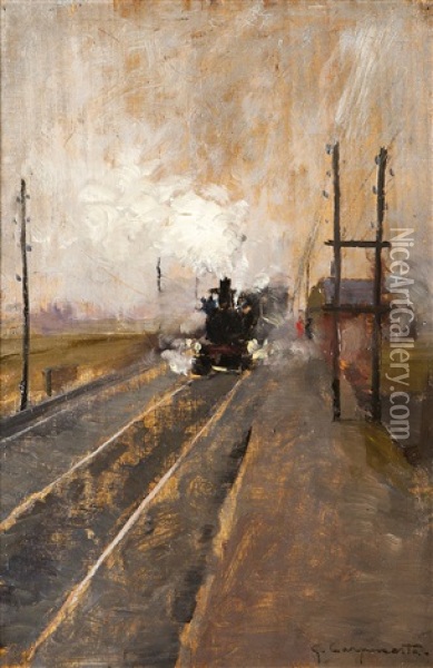 Il Treno Oil Painting - Giovanni Battista Carpanetto