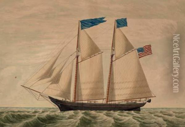 The Sarah V.w. Simmons At Sea Oil Painting - Charles B. Lawrence