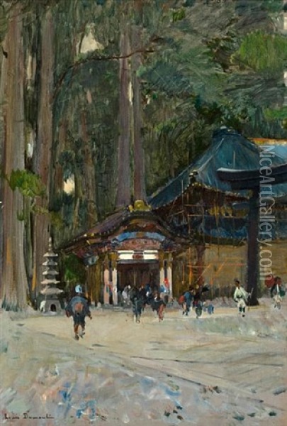 Entrance To Nikko Temple Oil Painting - Louis-Jules Dumoulin