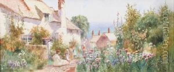 A Devonshire Garden Oil Painting - Arthur Stanley Wilkinson