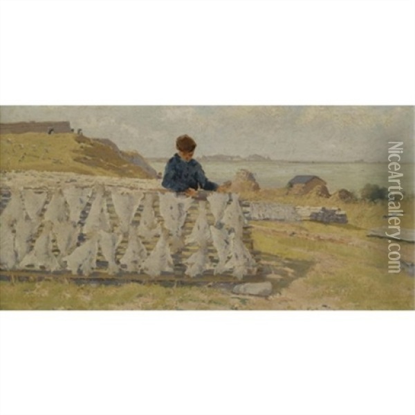 Stockfischtrockner In Saint-malo (drying Cod In Saint-malo) Oil Painting - Theodor von Hoermann