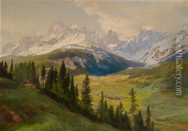 Mittagstal In Osttirol Oil Painting - Konrad Petrides