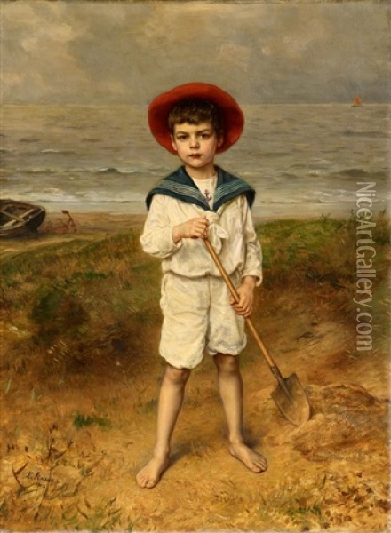 Zwei Kinderportrats Oil Painting - Ludwig Knaus