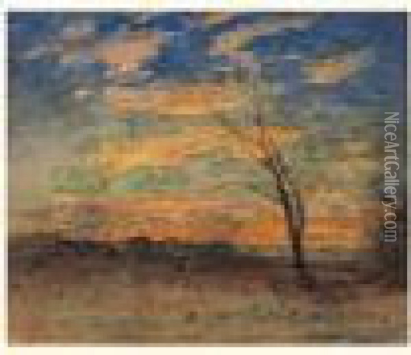 Paysage Au Crepuscule Oil Painting - Francois Auguste Ravier