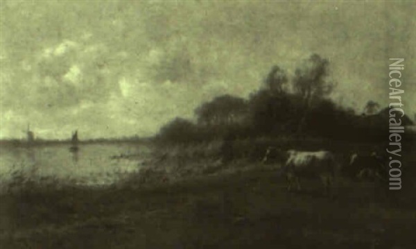 Cattle Watering Oil Painting - Cornelis Kuypers