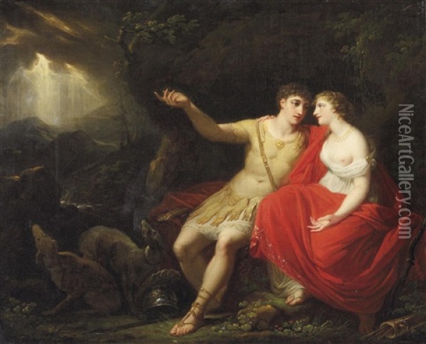 Aeneas Und Dido In Der Grotte Oil Painting - Angelika Kauffmann