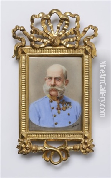 Miniature Portrait Of Emperor Franz Joseph I Oil Painting - Jan Zacharias Quast