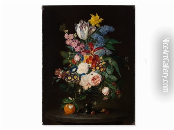 Floral Still Life Oil Painting - Andreas Theodor Mattenheimer