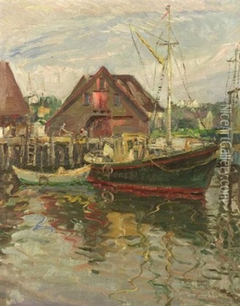 Gloucester Harbor Oil Painting - Bertha Menzler Peyton