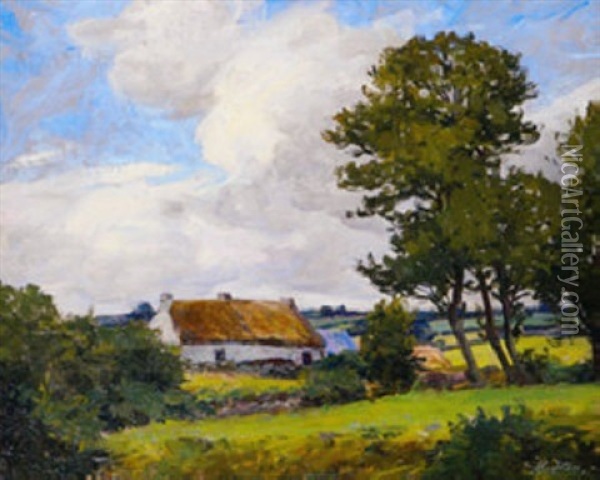 Old Irish Cottage Cushendun Oil Painting - Hans (Jean) Iten