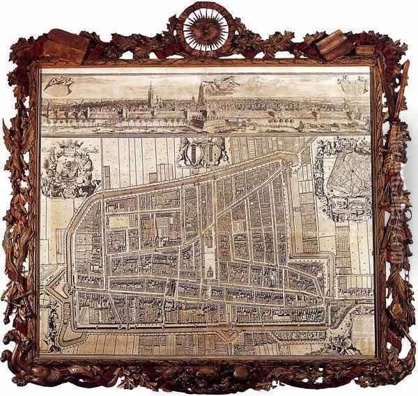 Map and Profile of Delft 1729 Oil Painting - Coenraet Decker