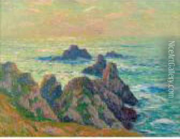 Rochers En Bretagne Oil Painting - Henri Moret