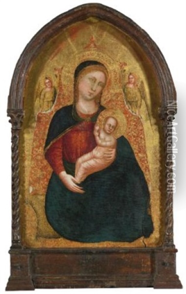 Madonna Of Humility With Two Angels Oil Painting - Lorenzo di Bicci