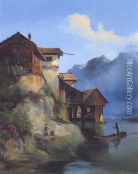 Am Hallstatter See Oil Painting - Carl Geyling